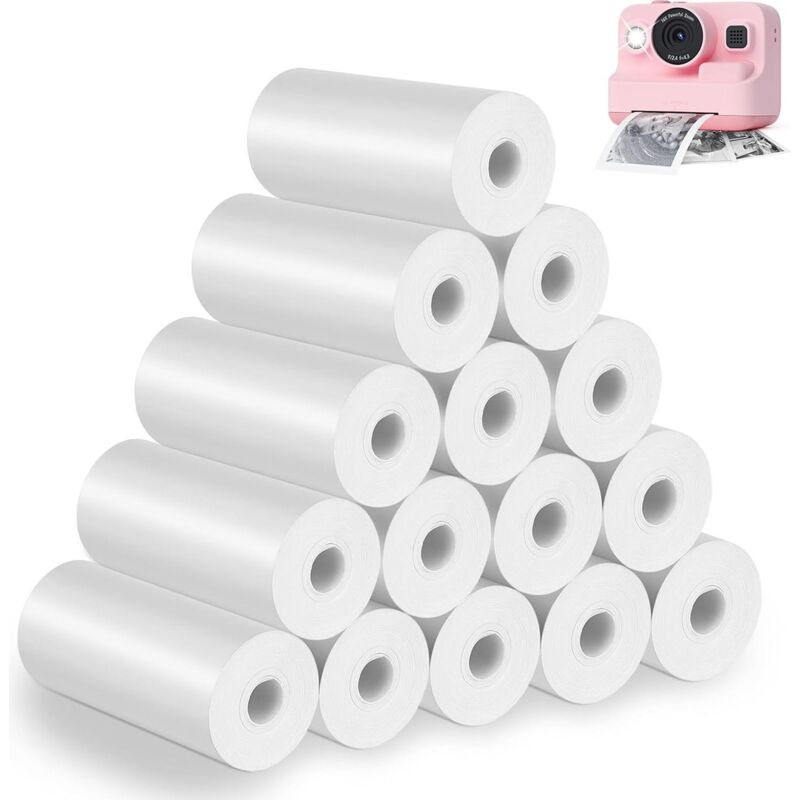 15 Rollen Thermopapier für Kinder-Sofortbildkamera, weißes Nachfülldruckpapier 57×500mm für Fotos, Notizen & Etiketten