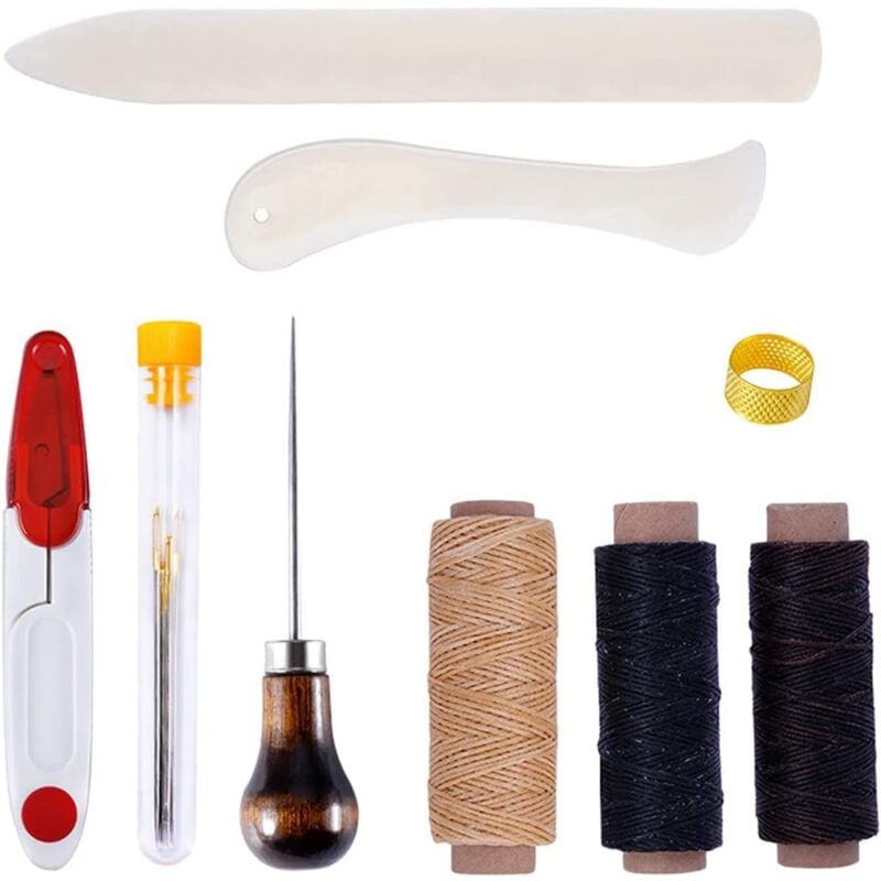 15-teiliges Leder-Nähset, Handnähnadeln, Wachs-Werkzeug-Set für Lederteppich, Leinwand, DIY-Handwerk