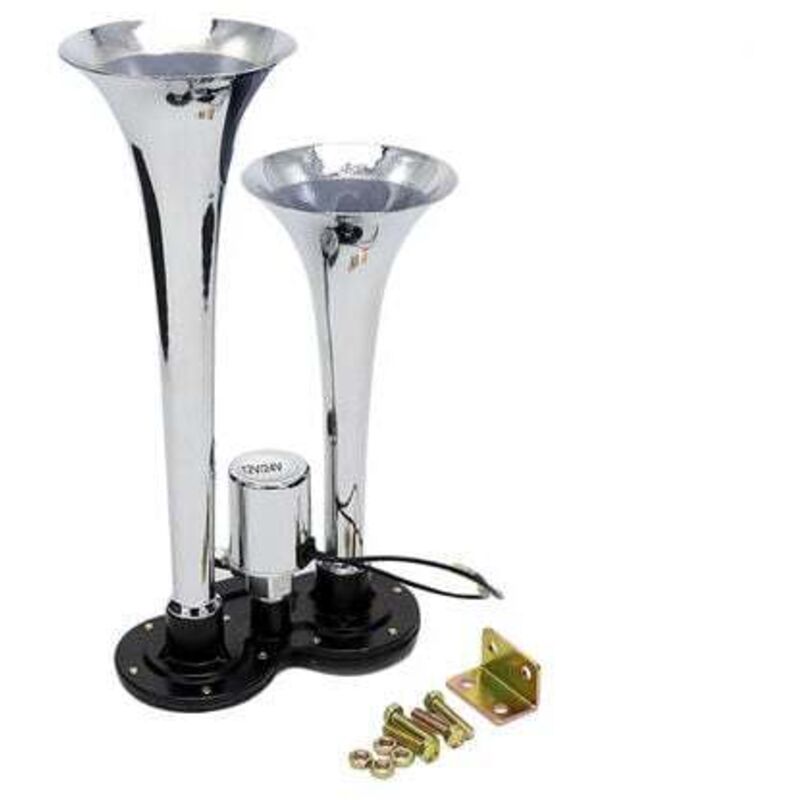 150 dB Doppeltrompeten-Drucklufthorn, Chrom – Universal-12 V/24 V-Lautsprecher-Kit für Züge und LKW
