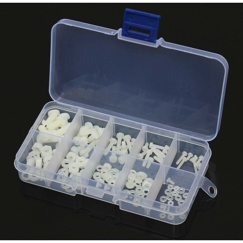 150-teiliges Sortiment an Schrauben und Muttern, Schrauben, Unterlegscheiben, Muttern, M2, M2,5, M3, M4, M5, Nylonschrauben, Sechskantschrauben,