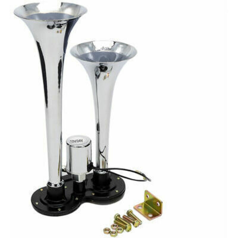 Aiperq - 150dB 12V/24V Universal Dual Trompete Chrom Air Horn Lautsprecher Kit für Zug Lkw