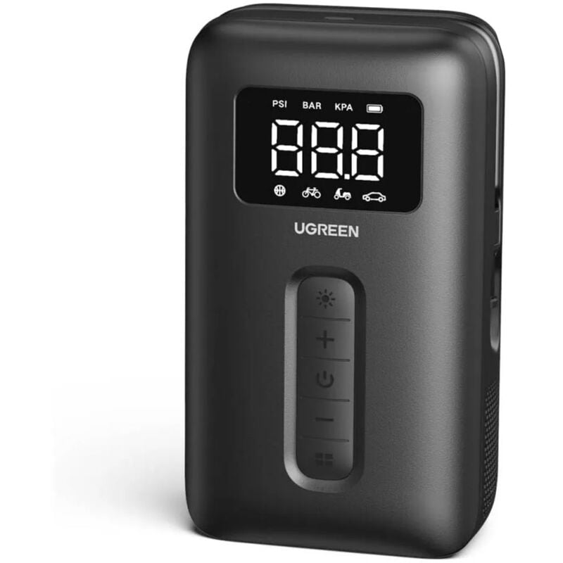 CD259 Luftkompressor mit Akku und LED-Beleuchtung – Schwarz - elektronische Pumpe - Autoreifen/Fahrradreifen