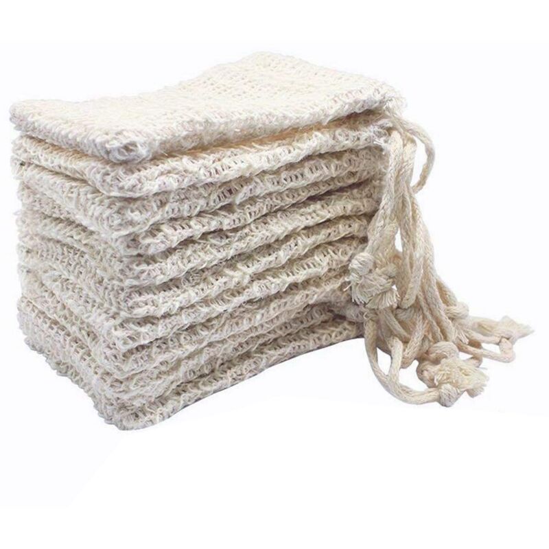 15x Sachets Peeling Seife Tasche Tasche Handgemachte Seife Lagerung Tasche Ramie Schaum Net