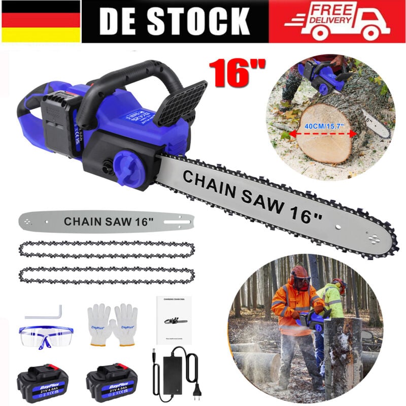 Dayplus - 16' Kettensäge Holzschneiden Akku Elektrische Kettensäge Handkettensäge 6000W