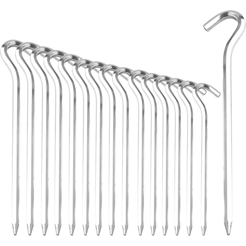 16 Stück 18 cm Zeltheringe, Aluminium-Campingheringe, Zeltzubehör, Zeltpflock für harten Boden – Ideal für Garten, Camping, Angeln und Zelte (16