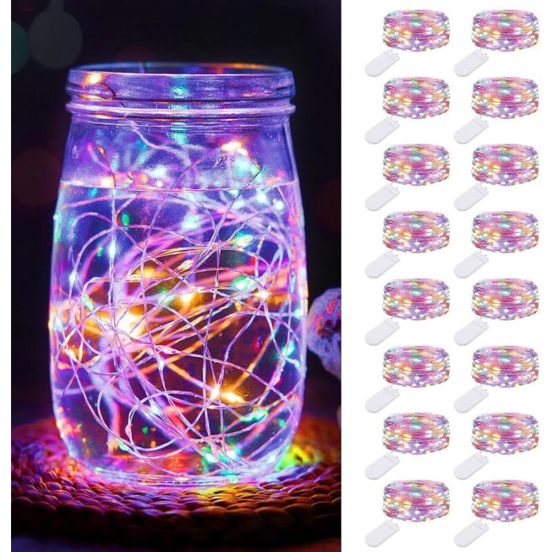 Keyoung - 16 Stück 20LED Mini Lichterkette ohne Batterie, 2M Silberdraht Kleine Lichterkette Batteriebetrieben, Micro Lichterkette Draht für Innen