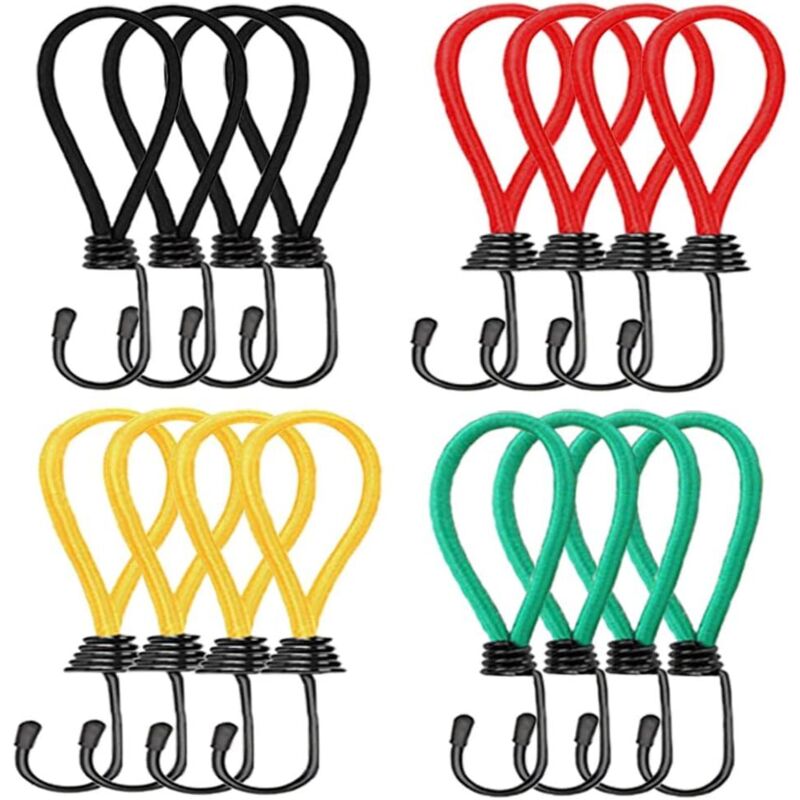 16 Stück Bungee-Seile mit Haken, Zelt-Bungee-Haken, Campingzelt-Haken, Gummi-Bungee-Gurt, für Camping, Planen, Markisen, Zelte