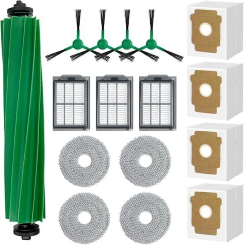 16-teiliges Ersatzteilset für den iRobot Roomba Plus 505/405 Staubsauger, inklusive Zubehör: 1 Hauptbürste, 3 HEPA-Filter, 4 Seitenbürsten, 4