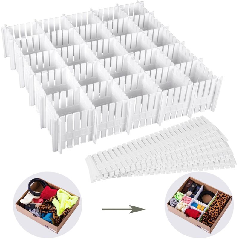 16-teiliges Schubladenteiler-Set, verstellbarer Schubladen-Organizer, Kunststoff-Schubladenteilergitter für Unterwäsche, Socken, Make-up, Bürobedarf,
