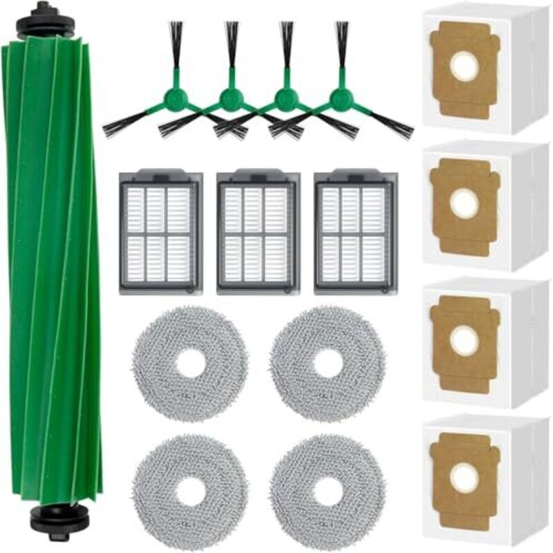 16-teiliges Staubsauger-Ersatzteilset für iRobot Roomba Plus 505/405, Zubehörteile, 1 Hauptbürste, 3 HEPA-Filter, 4 Seitenbürsten, 4 Staubbeutel, 4