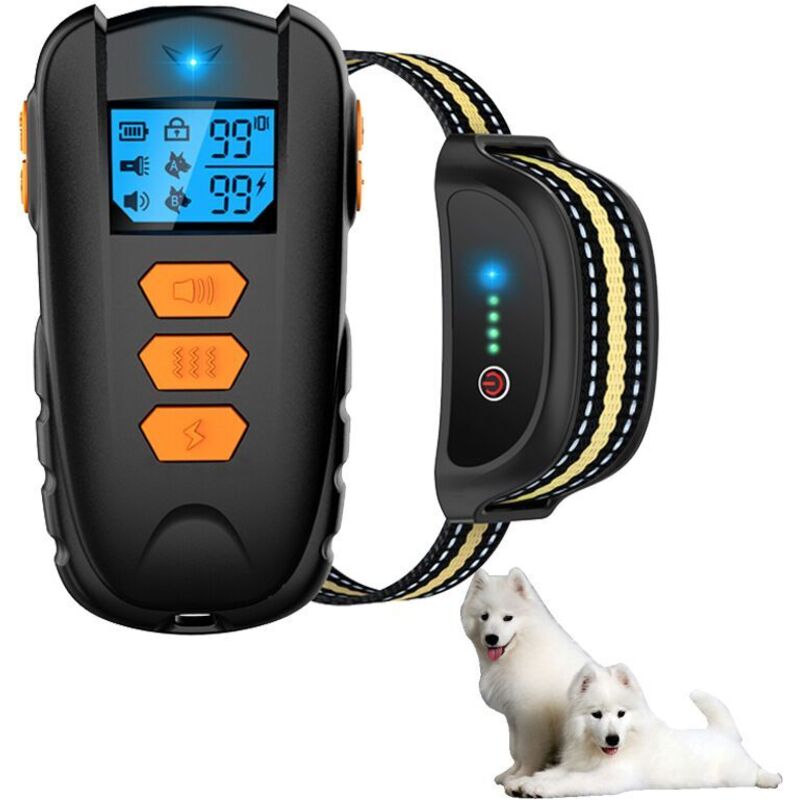1650ft Ferngesteuertes Hundetrainingshalsband, IPX7 wasserdichtes Hundehalsband mit Piepton, Vibration, Schock, einstellbarer Vibrationsstufe 0-99
