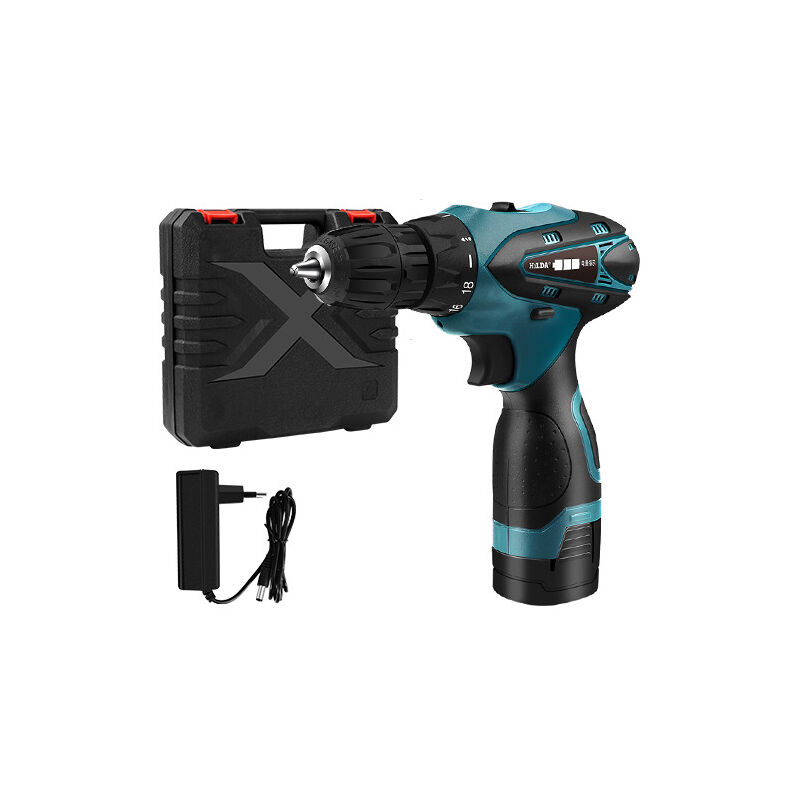 16,8-V-Akkuschrauber mit Batterien, 20-Nm-Bohrschrauber, 18+1 Drehmomenteinstellungen, 2 Geschwindigkeiten, LED, für Heimwerker