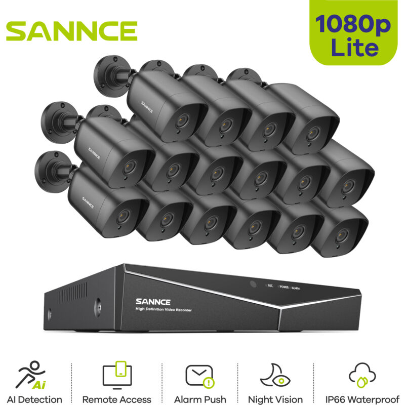 16CH Überwachungskamera Set 1080P Kamera ir Nachtsicht Fernüberwachung cctv Videoüberwachungsset Kamera System - Sannce