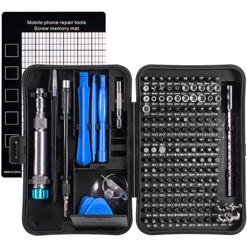 170-in-1-Elektronik-Präzisionsschraubendreher-Set für iPhone, MacBook, Computer, Laptop, pc, Tablet, Game Boy, Konsole (blau)