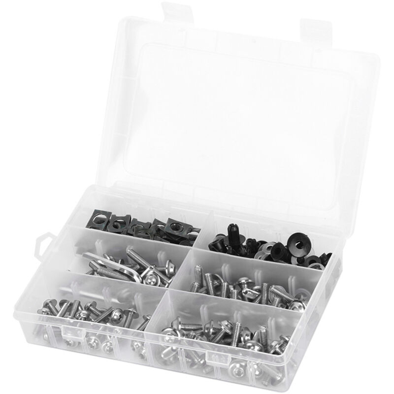 173 stücke Motorrad Verkleidung Schrauben Kit Windschutzscheibe Körper Schrauben Muttern für Motorrad Silber