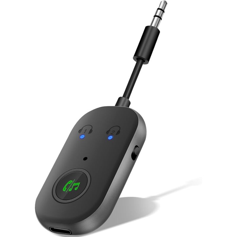 Bluetooth 5.3 Adapter mit 2-Wege Verbindung - Sender für TV & Auto mit 3,5mm AUX - Kabellos Streamen von Smartphone/Tablet zu Autoradio & Soundsystem