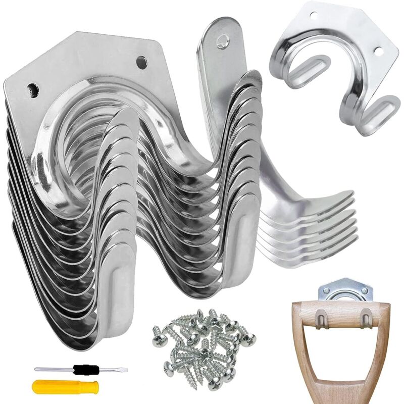 18 Stück Aufbewahrungshaken, Wandmontierter Gartengerätehalter, Eisen-Einzel-/Doppel-Werkzeugregal für Garagenschuppen, Lager, Farm, Werkbank, mit