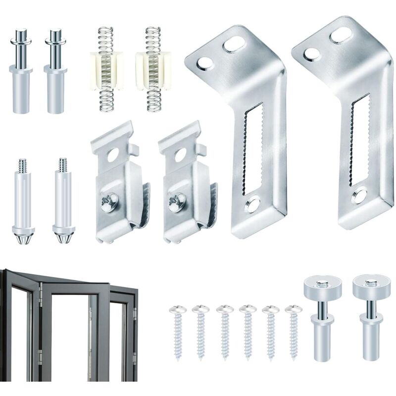 Qiedie - 18-teiliges Reparaturset für Schiebetürschienen, faltbares Schiebetür-Hardware-Set, Schiebeschranktür, Aufbewahrungs-Falttür-Hardware-Set