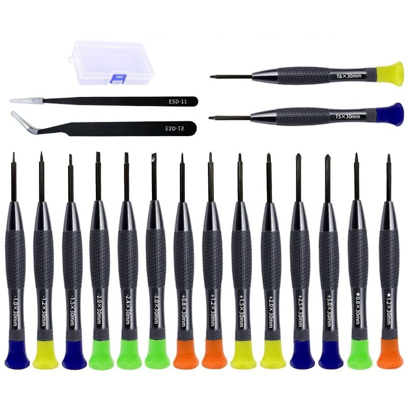 18-teiliges Schraubendreher-Set zur Reparatur von Telefonen/Brillen/Uhren, mehrfarbig