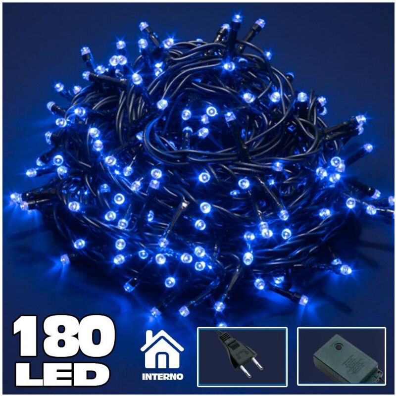 Trade Shop Traesio - Trade Shop - lichterkette 180 led lichter blau glühwürmchen mit 8-FUNKTIONEN controller intern -