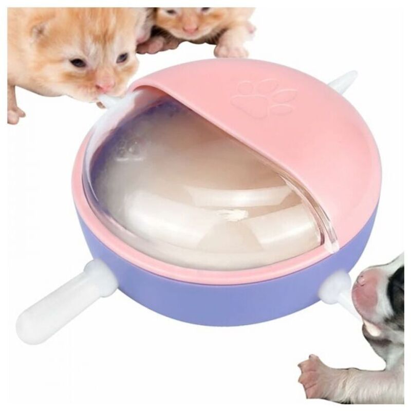 180 ml Silikon-Schnuller für Kätzchen und Welpen, Automatischer Milchnapf mit 4 Flaschen, Automatisches Gerät zur langsamen Fütterung von Haustieren