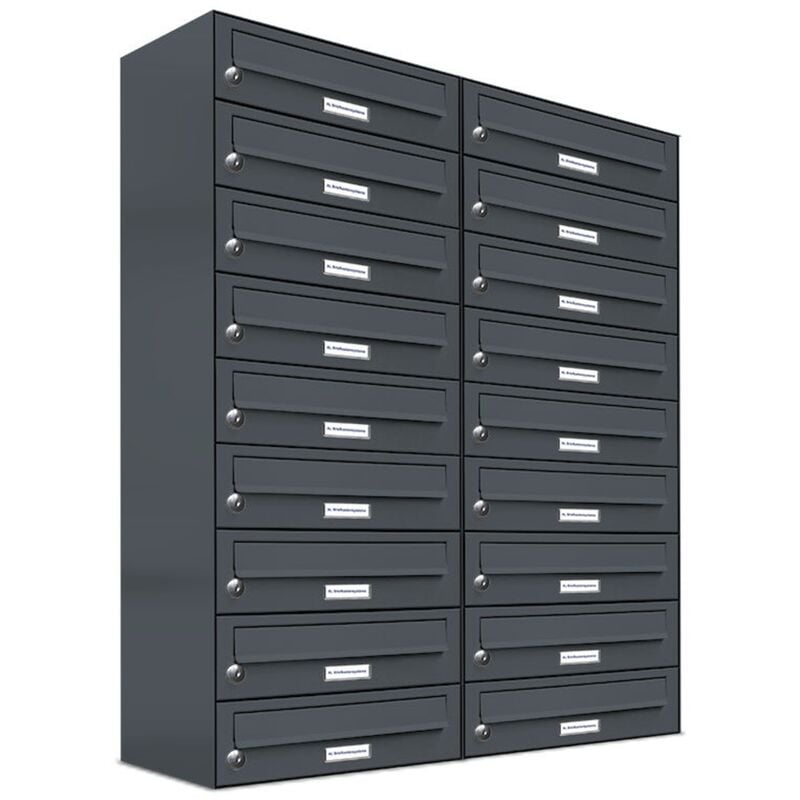 Al Briefkastensysteme - 18er Briefkasten Anthrazit Anlage 18 Fach Wandbriefkasten Postkasten
