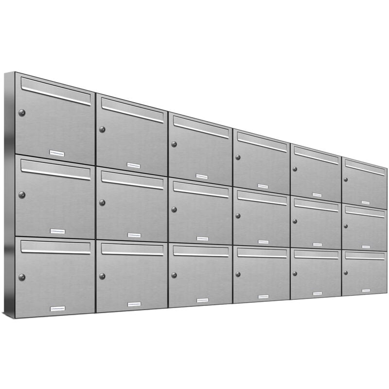 Al Briefkastensysteme - 18er Edelstahl Briefkasten Anlage 18 Fach Wandbriefkasten Postkasten