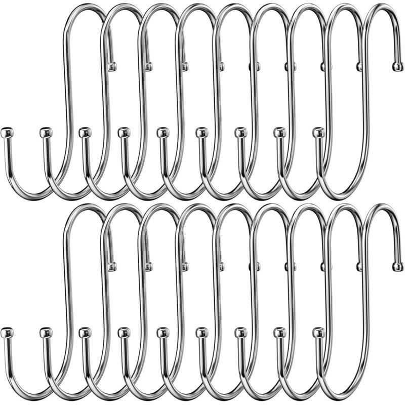 18er-Pack S-Haken aus Edelstahl, robuste Doppelhaken aus Metall zum Aufhängen von Tassen, Kleidung, Töpfen und Schüsseln, geeignet für Küche, Bad,