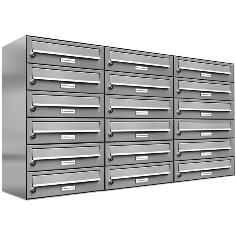Al Briefkastensysteme - 18er V2A Edelstahl Wandbriefkasten Anlage 18 Fach Briefkasten Postkasten