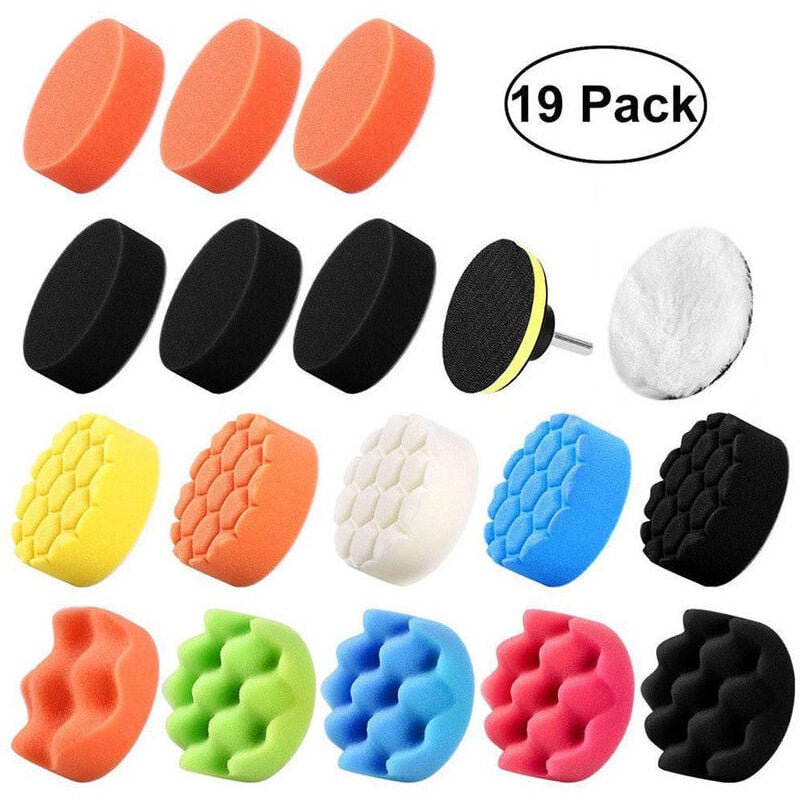 19-teiliges 80-mm-Polierpad, Polierschwamm, Polierschwamm-Set mit M14-Bohrer zum Schleifen von Autos, Polieren für RO/DA-Poliermaschine mit