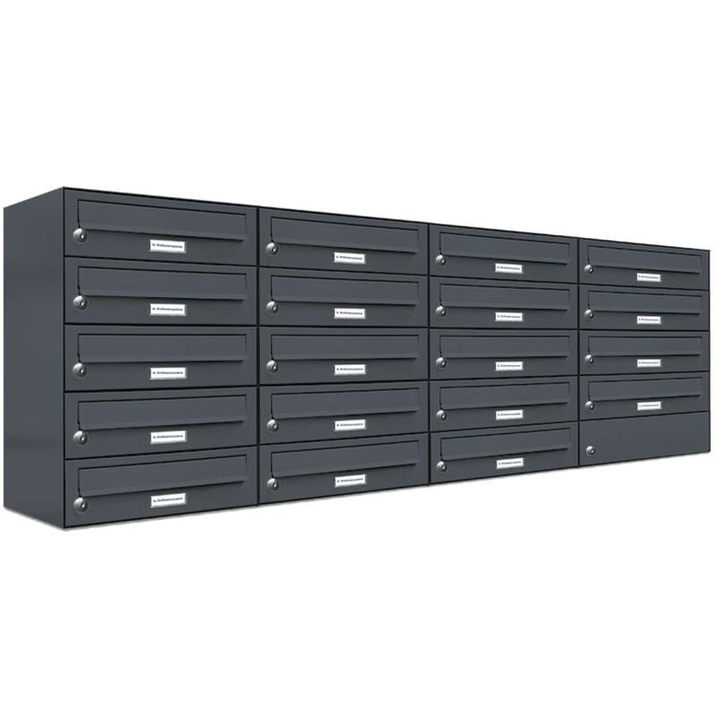 Al Briefkastensysteme - 19er Briefkasten Anthrazit Anlage 19 Fach Wandbriefkasten Postkasten