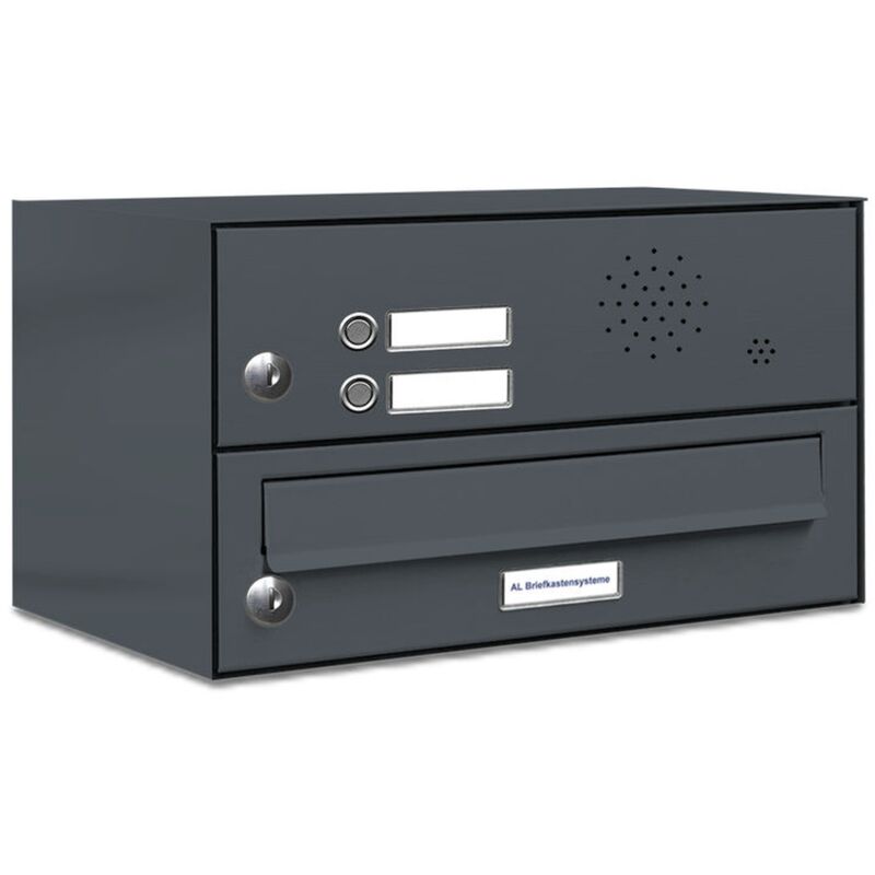 Al Briefkastensysteme - 1er Briefkasten Anlage Aufputz - Wandmontage ral 7016 Anthrazit 2 Klingel