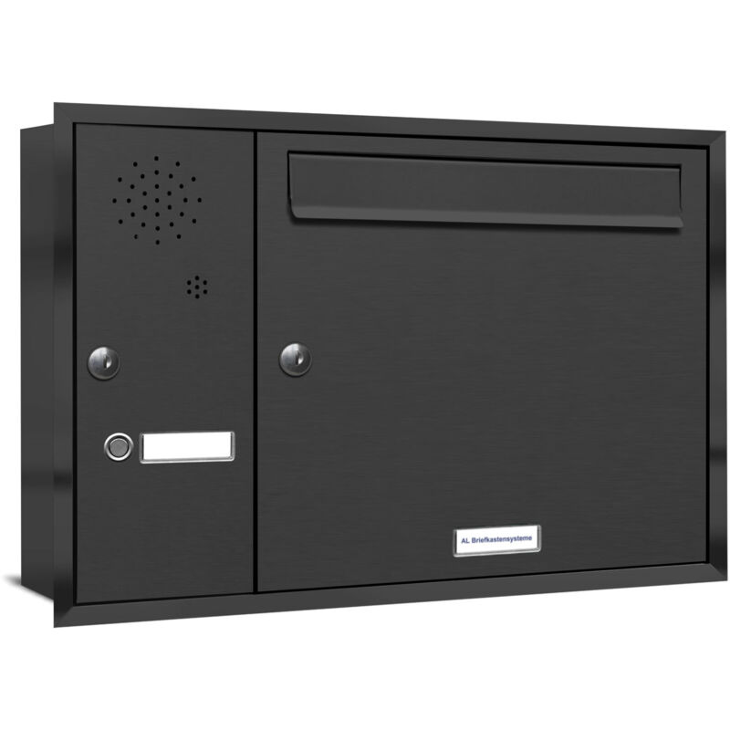 Al Briefkastensysteme - 1er Briefkasten Anlage für Unterputz Montage Klingel ral 7016 Anthrazit