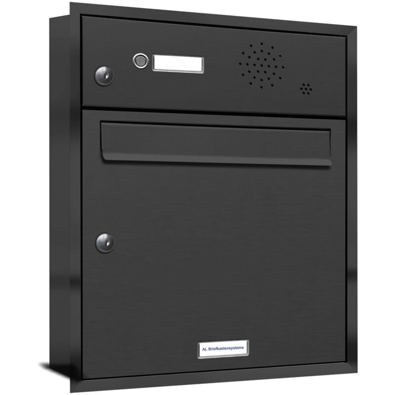 Al Briefkastensysteme - 1er Briefkasten Anlage Unterputz Montage ral 7016 Anthrazit Klingel