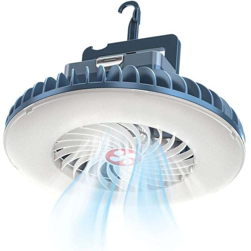 1PC LED-Campinglicht mit wiederaufladbarem USB-Ventilator, Camping-Ventilator mit Licht, Zeltlampe, Laterne, Outdoor-Camping-Zubehör