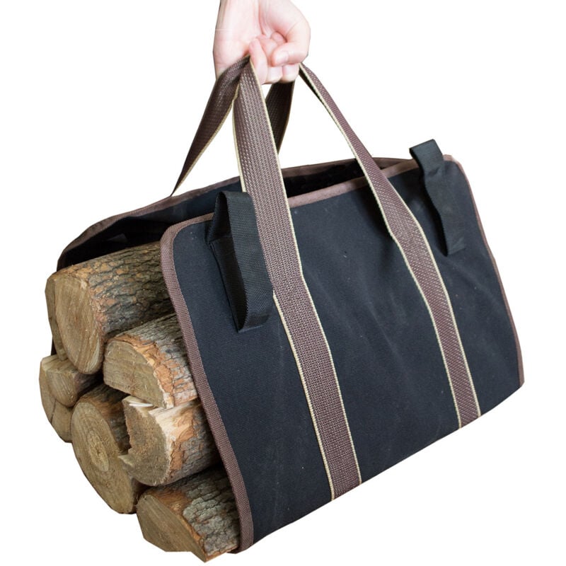 1pc Leinwand Brennholz Lagerung Tasche Wasserdichte Tragbare Faltbare Outdoor Brennholz Träger Tasche Schwarz