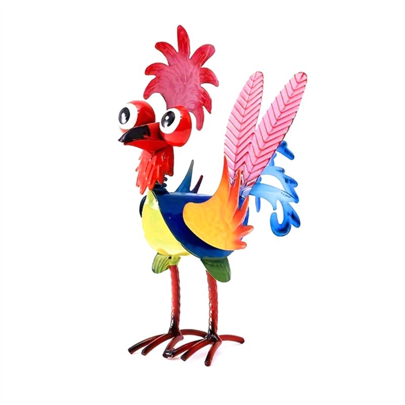 1pc Outdoor Seltsamer Eisenhahn, Hof l Hahn Dekoration, Dekoration Garten Huhn Statue