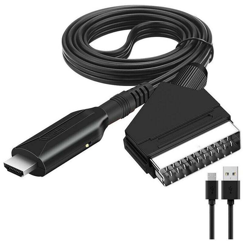1PC Scart-auf-HDMI-Adapter, Scart-auf-HDMI-Konverter mit HDMI-Kabel, Scart-auf-HDMI-Konverter, für Full HD TV 720P/1080P, Audio-Video für Sky