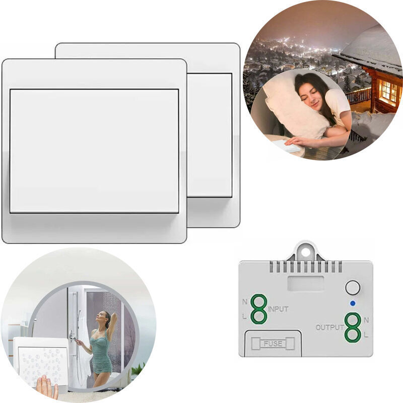 1to 2 Interrupteur ohne Fil Kit, ohne Pile Interrupteur 50m - 200m ohne Fil Emetteur Radio 10a mit Contrôleur von Récepteur von Lumière Radio, Auto