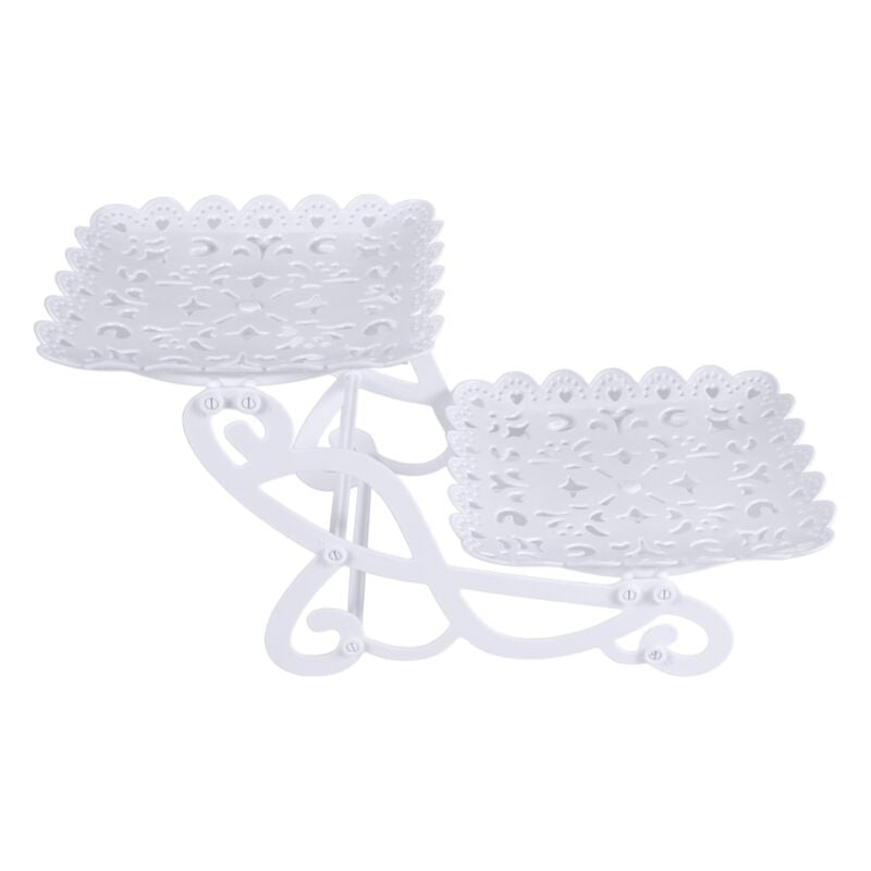 2 Etagen Kuchen Dessert Halter Cupcake GebäCk Tablett SüßIgkeiten Buffet Obst Hochzeit Verwendung ein Quadrat