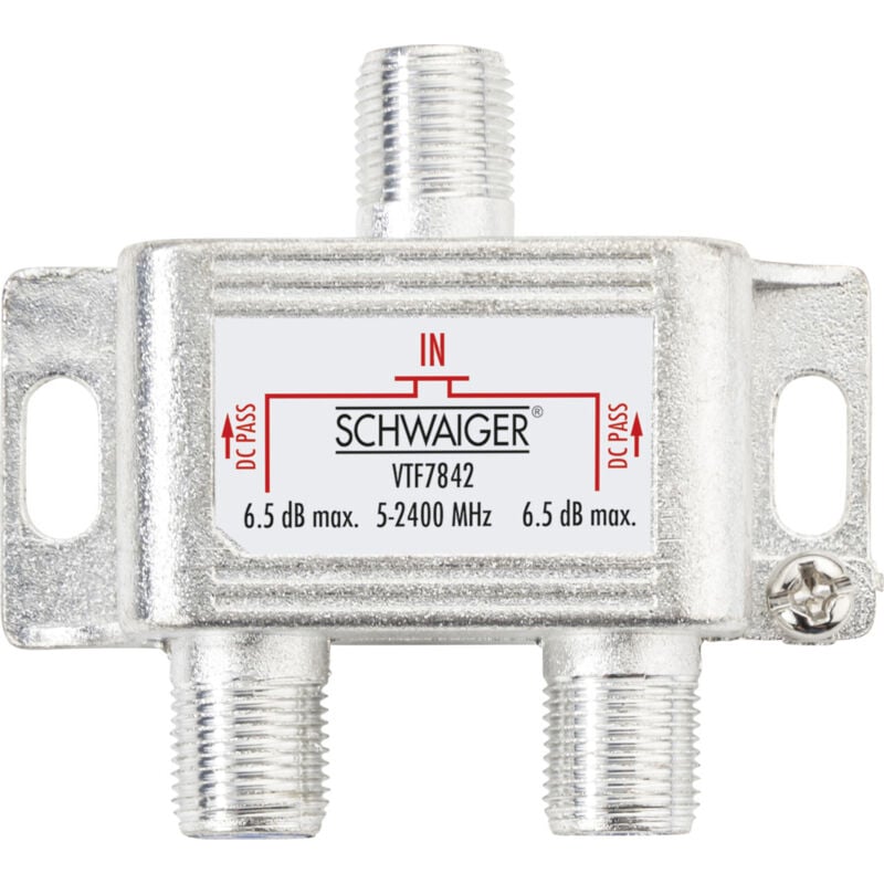 Schwaiger Gmbh - Schwaiger Verteiler VTF7842 531 4-fach 1x f Buchse auf 2x f Buchse, Dämpfung max. 6,5dB Verstärker & Verteiler