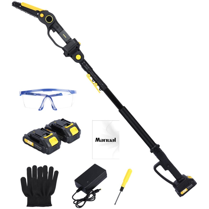 2-in-1 Akku-Kettensäge, bürstenlose elektrische Kettensäge mit 2 x 2.0Ah Akku, 4.9-7.5ft Adjustable Pole Saw for Tree Pruning.Akku-Kettensägen