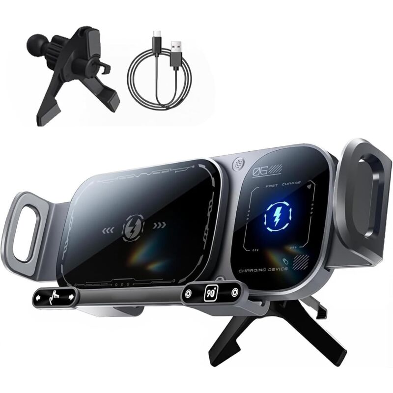 2-in-1 drehbare Autohalterung für Smartphones/Tablets/Klapphandys – Schwarz