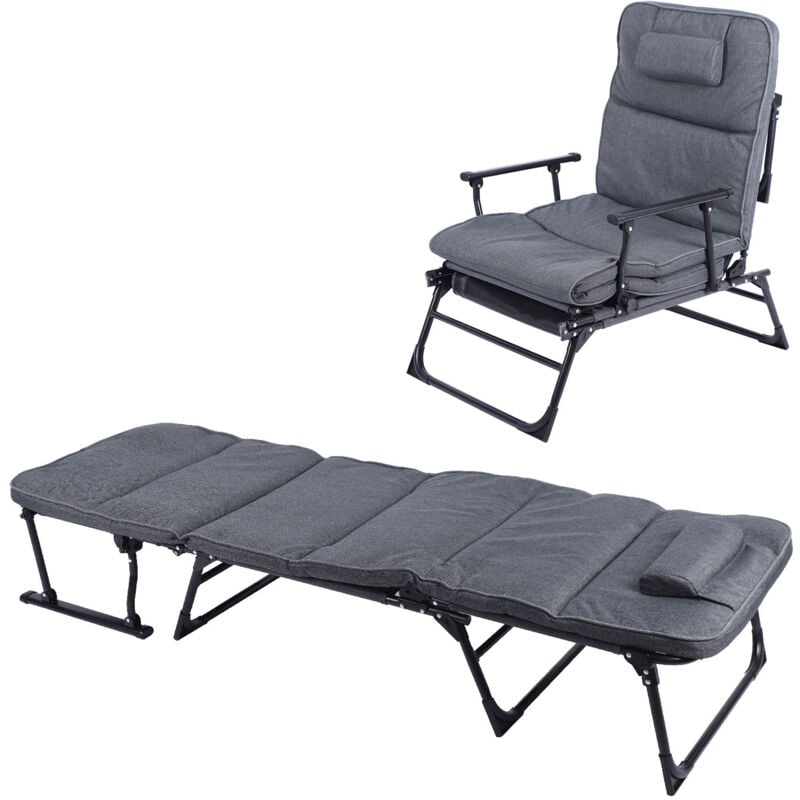 Mojawo - 2 in 1 Gartenliege/Ruheliege/Sanitätsliege Grau-MGM5000G-Gästeliege