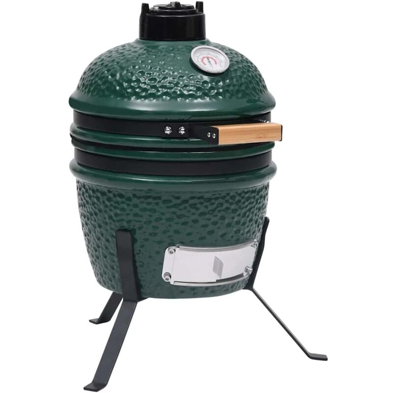 2-in-1 Kamado-Grill Smoker Keramik 56 cm Grün - Vidaxl