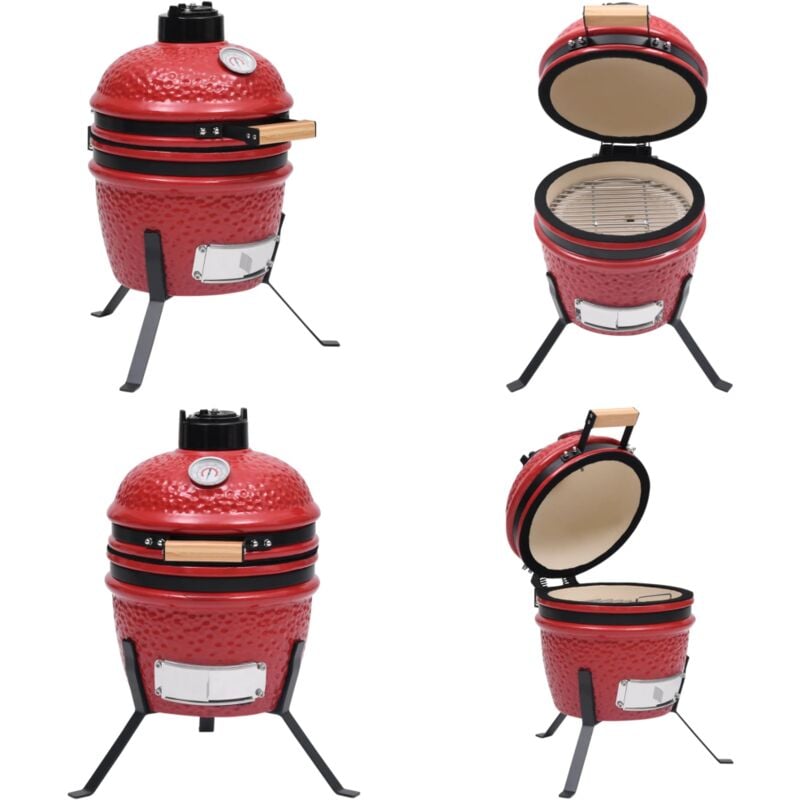 2-in-1 Kamado-Grill Smoker Keramik 56 cm Rot - Räuchergrill - Räuchergrills - Home & Living