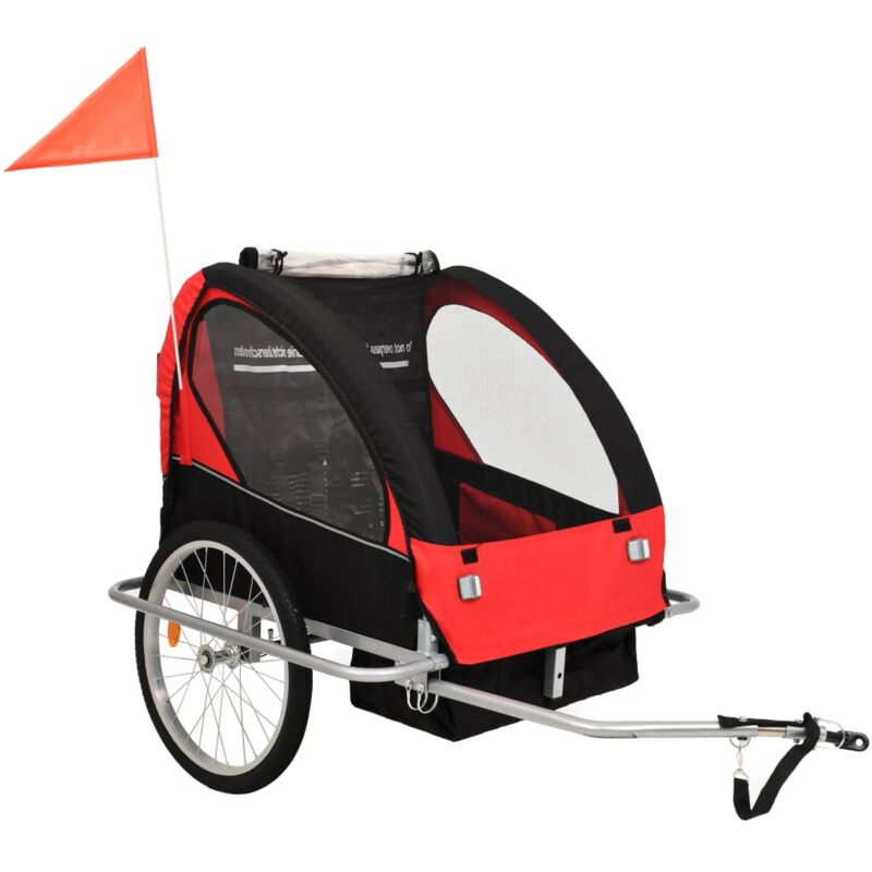 2-in-1 Fahrradanhänger und Kinderwagen Schwarz und Rot - Vidaxl