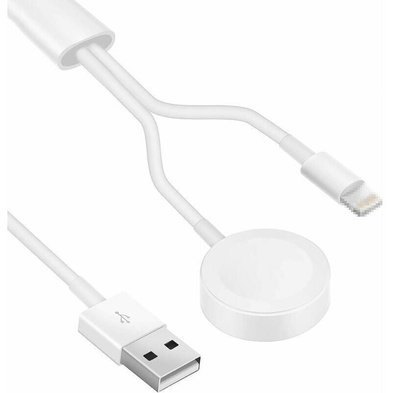Chargeur 2 en 1 pour iPhone et Apple Watch, câble Lightning et câble de charge magnétique pour Apple Watch/Pad Air/Mini