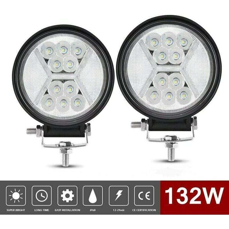 2 luci da lavoro a LED 12 V, 132 W, fari abbaglianti a LED per moto 4x4, fendinebbia a LED, luci da lavoro a LED, luci di retromarcia per trattore,