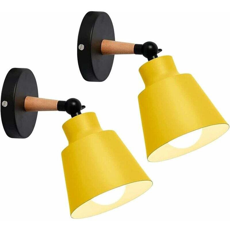 2 Packungen Vintage Industrielle Wandleuchten Deckenlampen E27 Verstellbare Metall Innen Retro Wandlampe für Schlafzimmer Küche Restaurant (Gelb)
